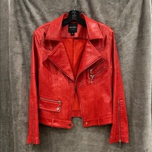 Insight New York Vibrant Red Faux Leather Jacket Sz 10